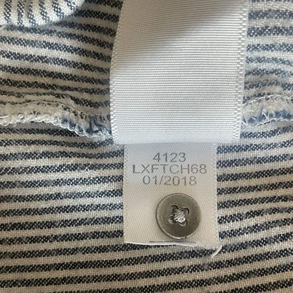 Aeropostale Tie-Front Button-Up Shirt - Blue & White Pinstripe Short SleeveTop - Picture 3 of 8